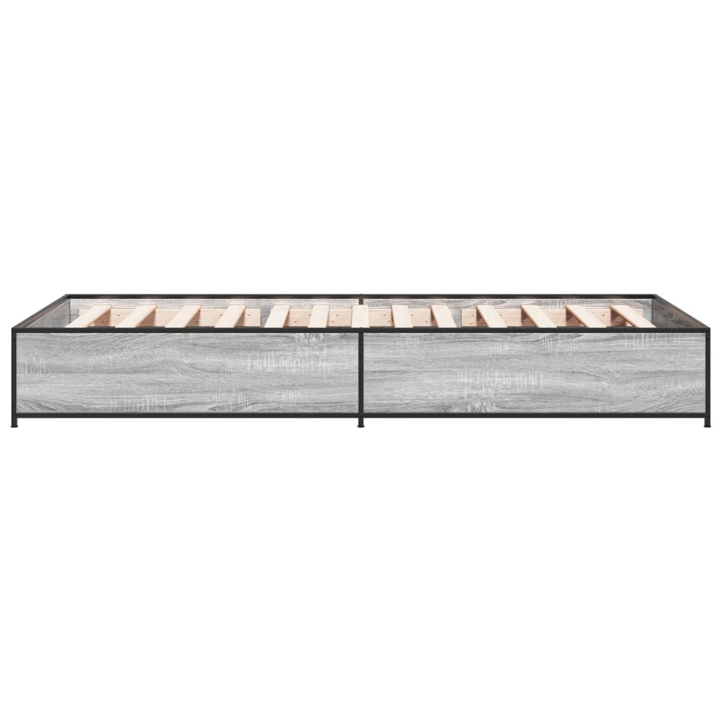 vidaXL Πλαίσιο Κρεβατιού Γκρι Sonoma 75x190 εκ. Επεξ. Ξύλο & Μέταλλο