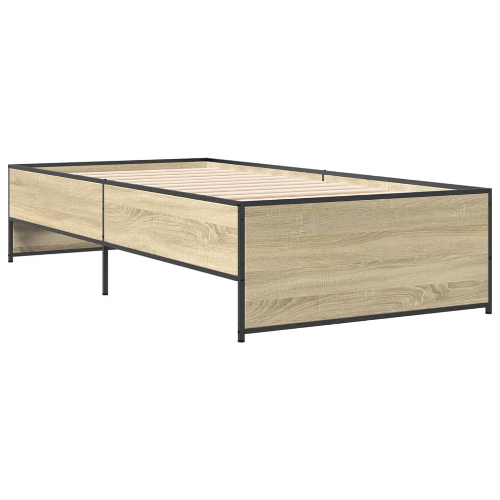 vidaXL Πλαίσιο Κρεβατιού Sonoma Δρυς 100x200 εκ. Επεξ. Ξύλο & Μέταλλο
