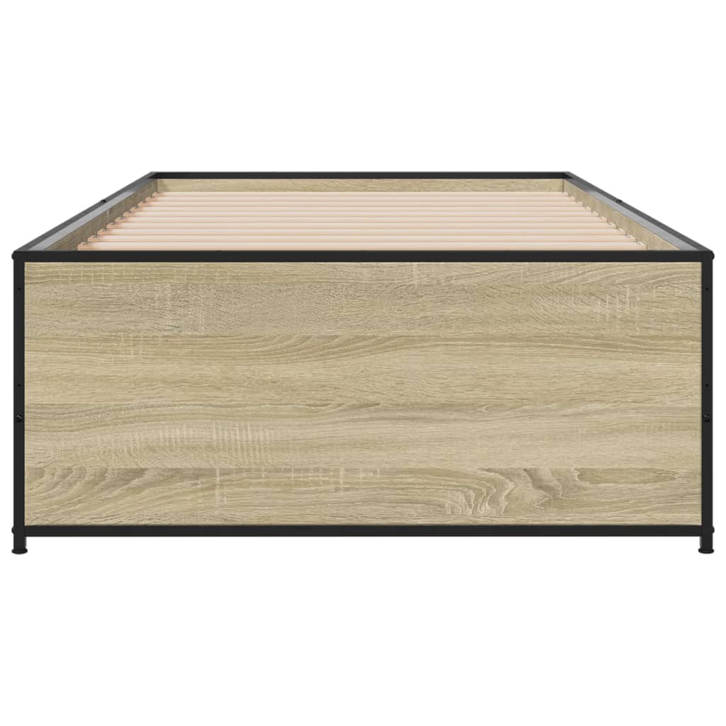vidaXL Πλαίσιο Κρεβατιού Sonoma Δρυς 100x200 εκ. Επεξ. Ξύλο & Μέταλλο