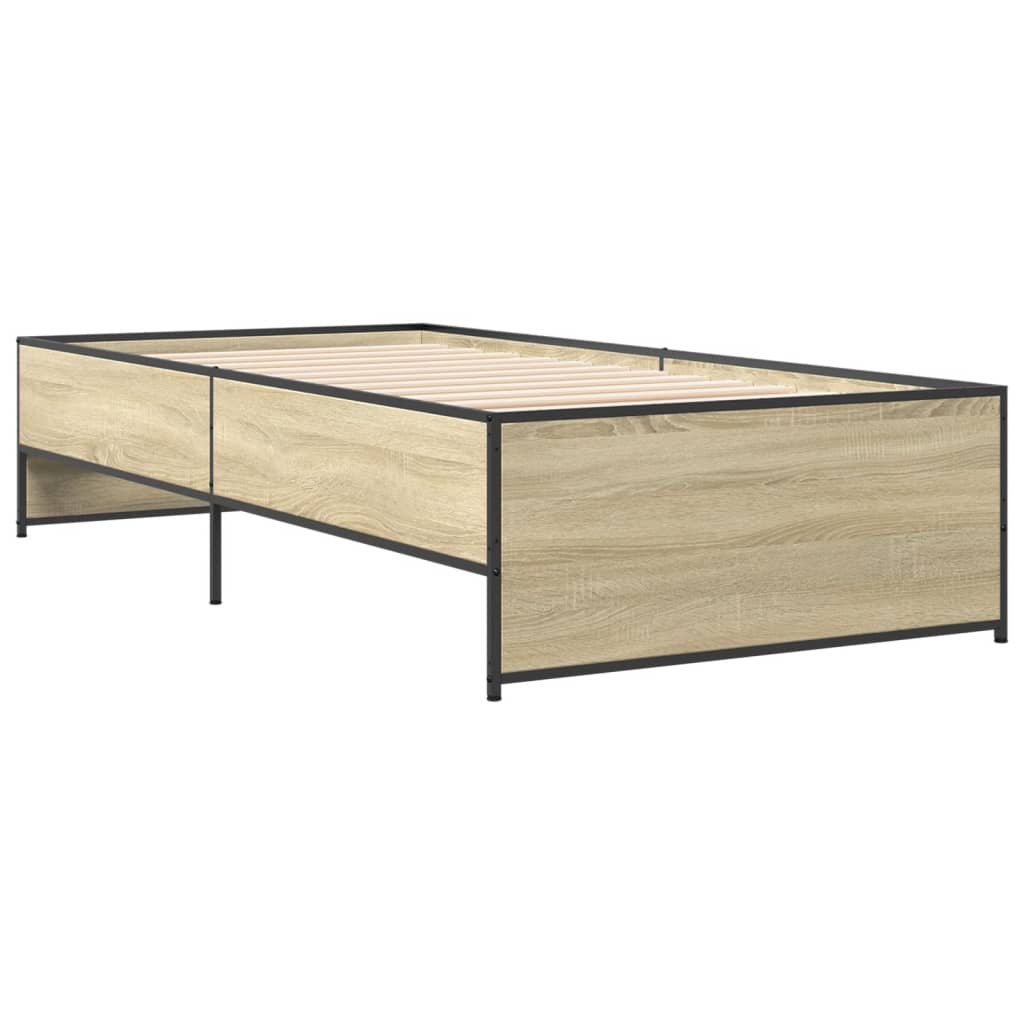 vidaXL Πλαίσιο Κρεβατιού Sonoma Δρυς 100x200 εκ. Επεξ. Ξύλο & Μέταλλο