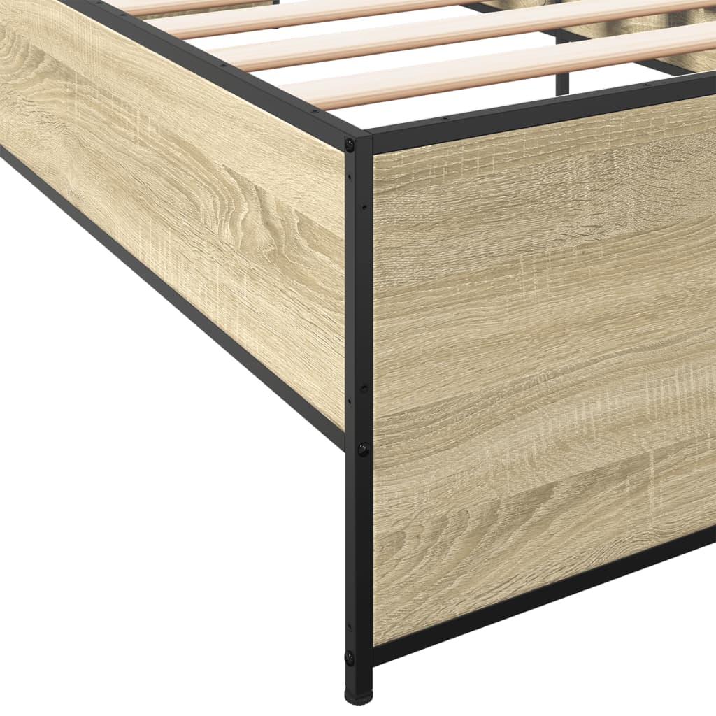 vidaXL Πλαίσιο Κρεβατιού Sonoma Δρυς 100x200 εκ. Επεξ. Ξύλο & Μέταλλο