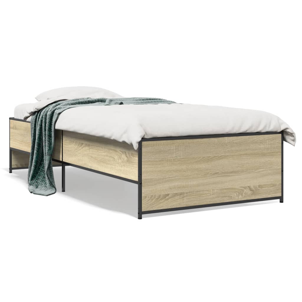 vidaXL Πλαίσιο Κρεβατιού Sonoma Δρυς 100x200 εκ. Επεξ. Ξύλο & Μέταλλο