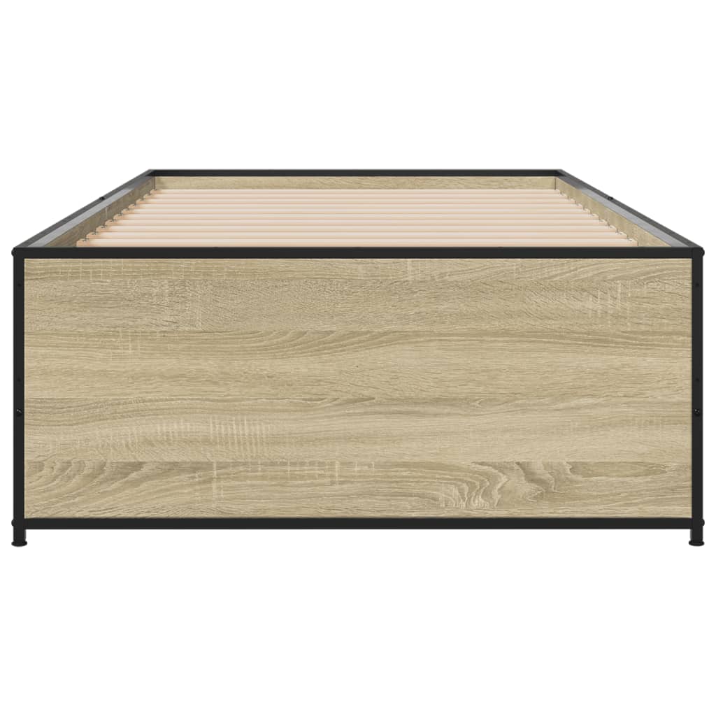 vidaXL Πλαίσιο Κρεβατιού Sonoma Δρυς 90x200 εκ. Επεξ. Ξύλο & Μέταλλο