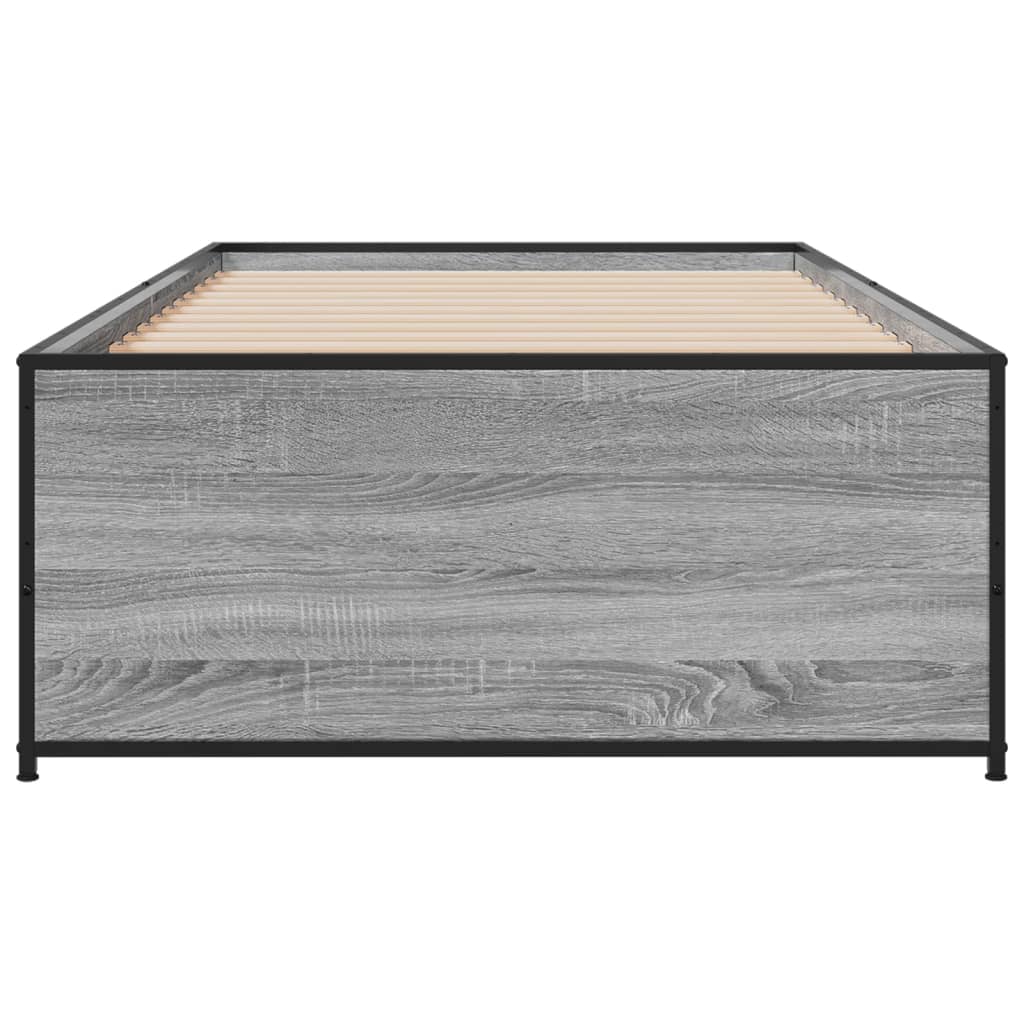 vidaXL Πλαίσιο Κρεβατιού Γκρι Sonoma 75x190 εκ. Επεξ. Ξύλο & Μέταλλο