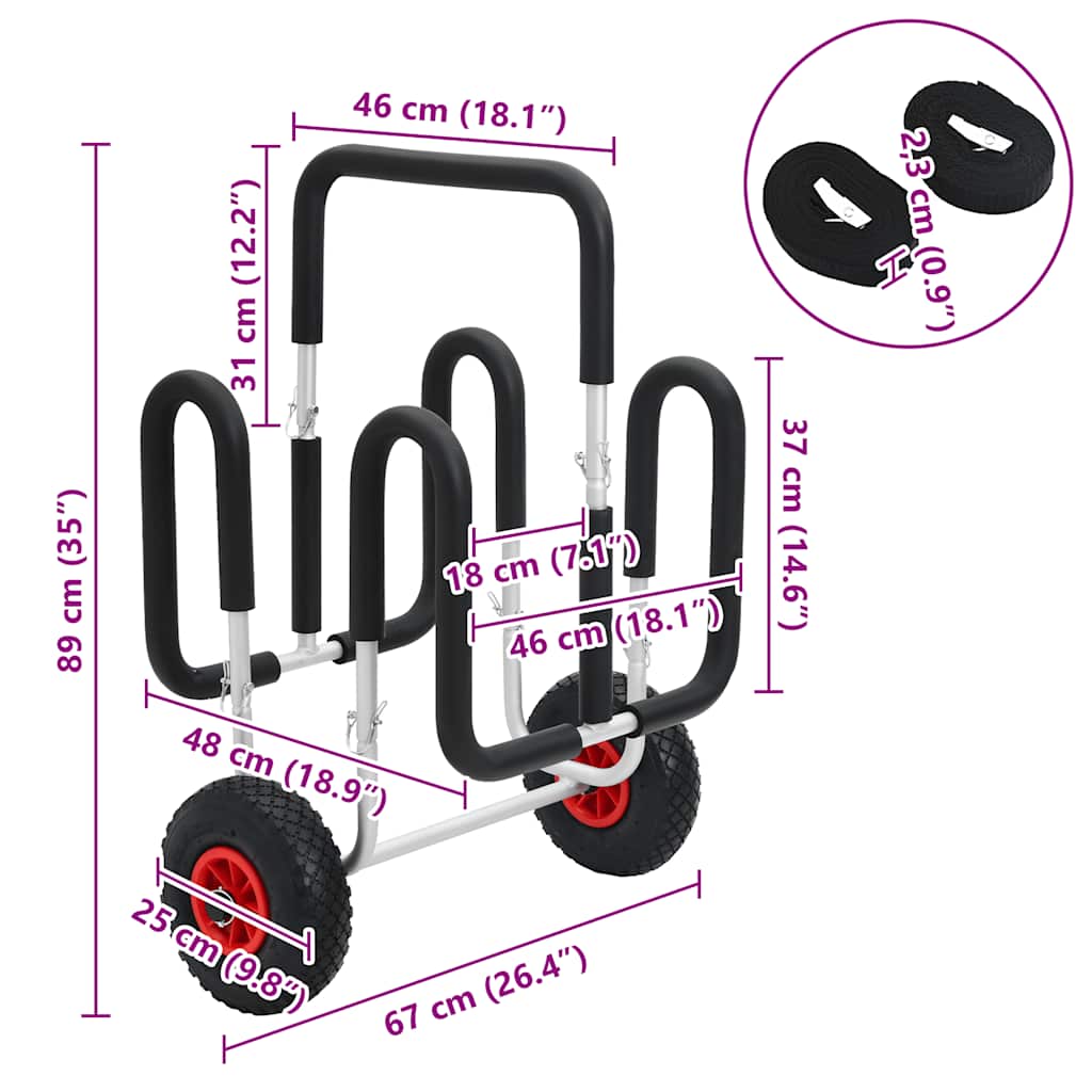vidaXL Καροτσάκι SUP για 2 σανίδες σερφ 90 κ. Αλουμινίου