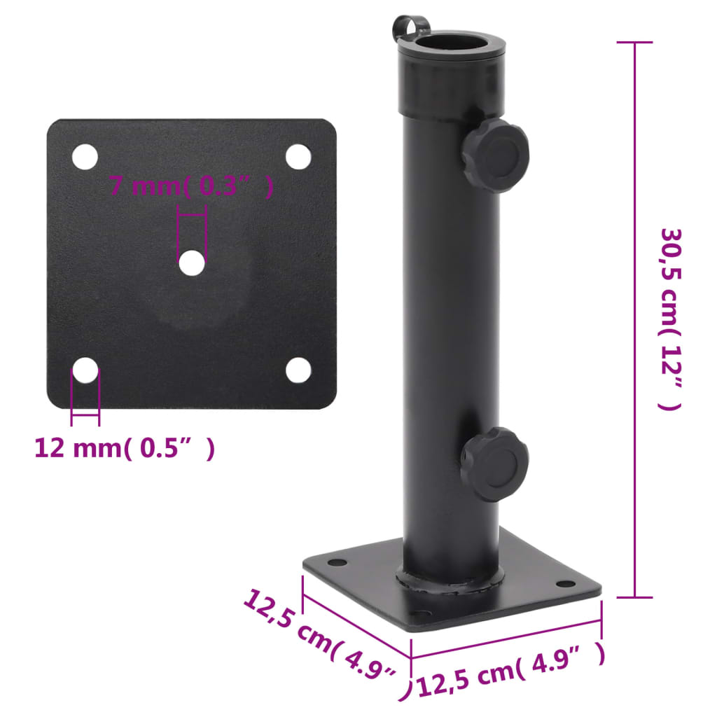 vidaXL Βάση Ομπρέλας Ματ Μαύρη για Ιστό Ø38/48 Ατσάλι