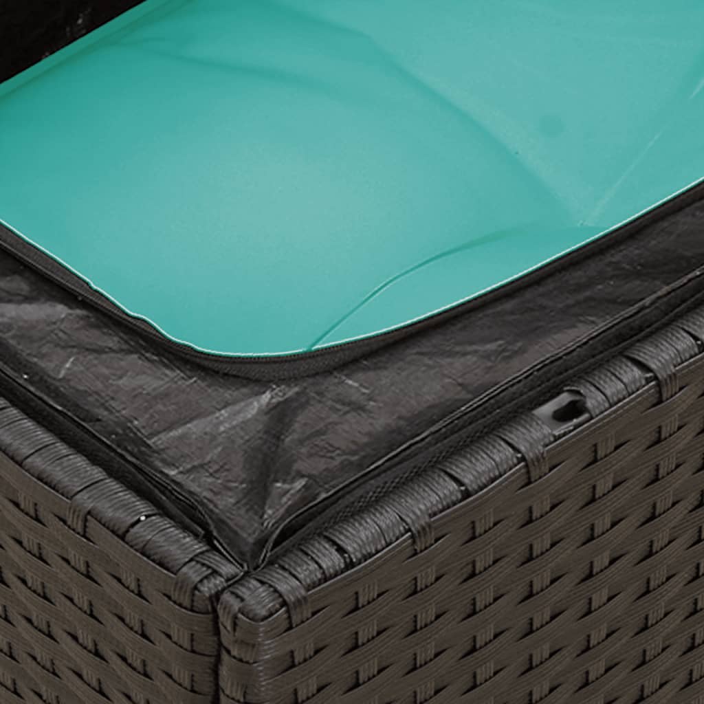 vidaXL Καναπές Σετ 7 Τεμαχίων Μαύρο Συνθετικό Ρατάν με Μαξιλάρια