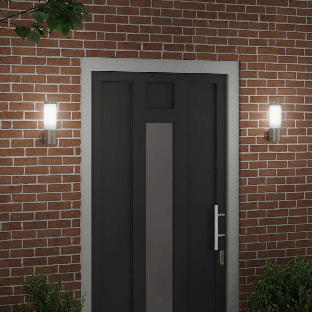 vidaXL Εξωτερικά Φωτιστικά Τοίχου 2 pcs Ασημί 12 x 7.5 x 27 εκ