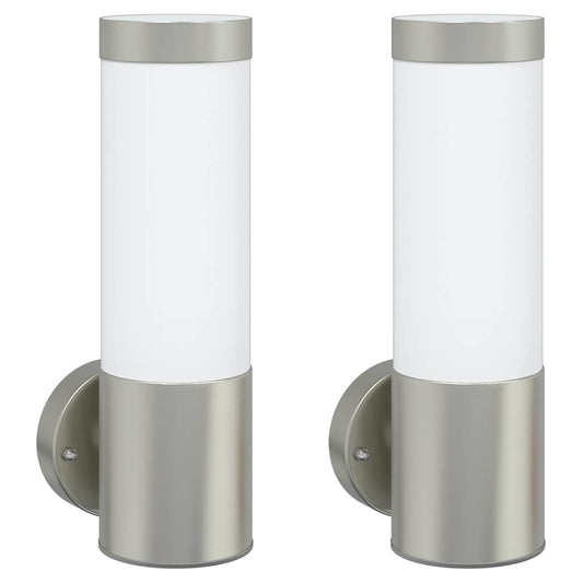 vidaXL Εξωτερικά Φωτιστικά Τοίχου 2 pcs Ασημί 12 x 7.5 x 27 εκ