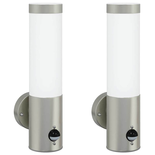 vidaXL Εξωτερικά Φωτιστικά Τοίχου 2 pcs Ασημί 12 x 7.5 x 29 εκ