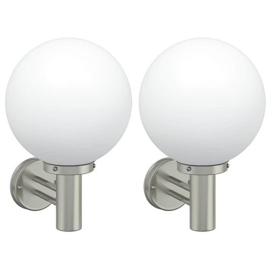 vidaXL Εξωτερικά Φωτιστικά Τοίχου 2 pcs Ασημί 28 x 25 x 38 εκ