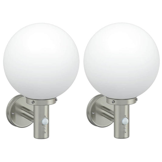 vidaXL Εξωτερικά Φωτιστικά Τοίχου 2 pcs Ασημί 28 x 25 x 38 εκ