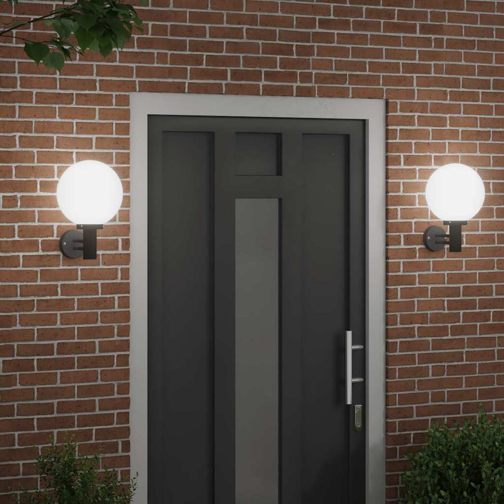 vidaXL Εξωτερικά Φωτιστικά Τοίχου 2 pcs Μαύρο 28 x 25 x 38 εκ