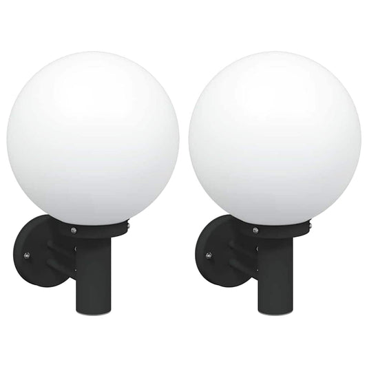 vidaXL Εξωτερικά Φωτιστικά Τοίχου 2 pcs Μαύρο 28 x 25 x 38 εκ