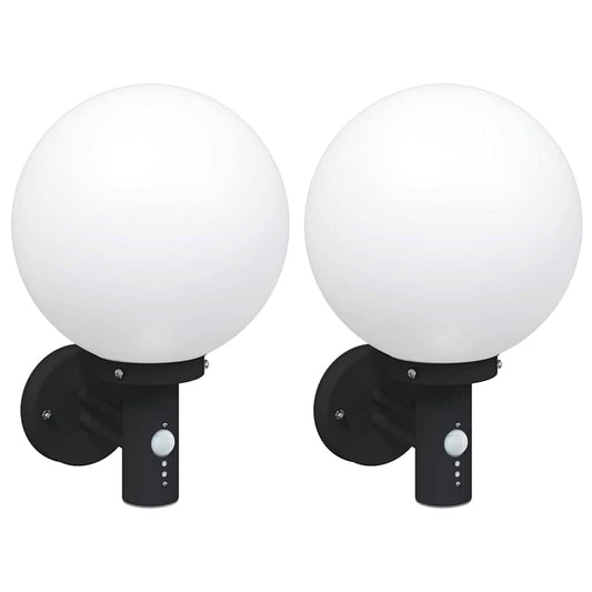 vidaXL Εξωτερικά Φωτιστικά Τοίχου 2 pcs Μαύρο 28 x 25 x 38 εκ