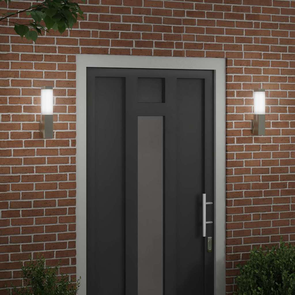 vidaXL Εξωτερικά Φωτιστικά Τοίχου 2 pcs Ασημί 10.5 x 6 x 35 εκ.