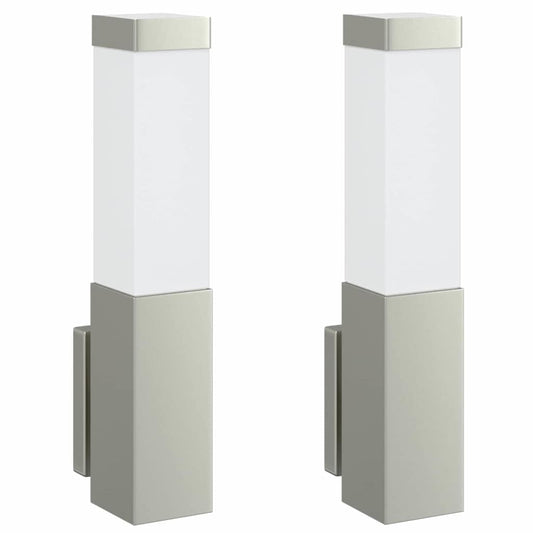 vidaXL Εξωτερικά Φωτιστικά Τοίχου 2 pcs Ασημί 10.5 x 6 x 35 εκ.