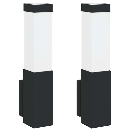 vidaXL Εξωτερικά Φωτιστικά Τοίχου 2 pcs Μαύρο 10.5 x 6 x 35 εκ.
