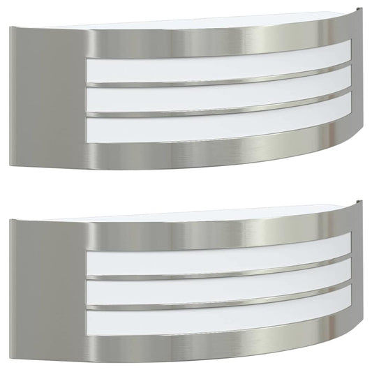 vidaXL Εξωτερικά Φωτιστικά Τοίχου 2 pcs Ασημί 32 x 10 x 10 εκ