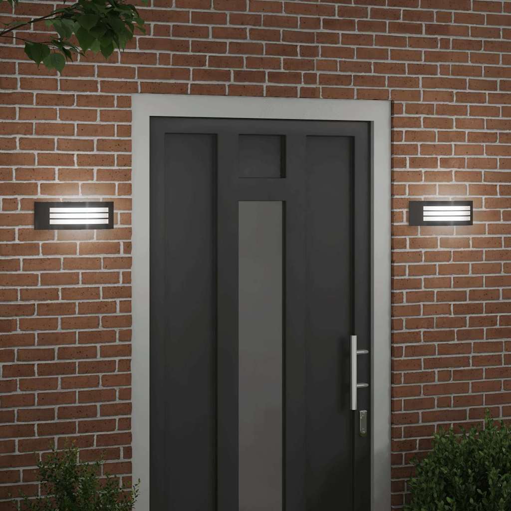 vidaXL Εξωτερικά Φωτιστικά Τοίχου 2 pcs Μαύρο 32 x 10 x 10 εκ