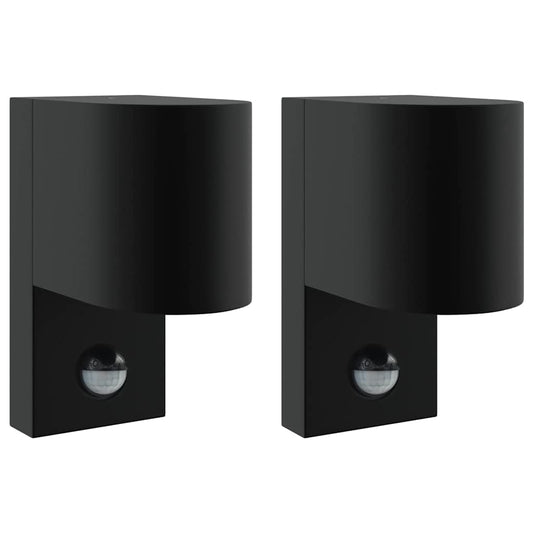 vidaXL Εξωτερικά Φωτιστικά Τοίχου 2 pcs Μαύρο 12 x 7 x 15 εκ.
