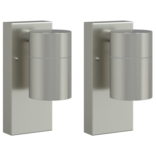 vidaXL Εξωτερικά Φωτιστικά Τοίχου 2 pcs Ασημί 6.5 x 10.5 x 16 εκ.