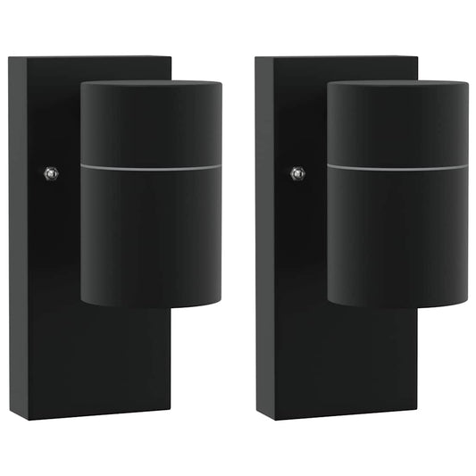 vidaXL Εξωτερικά Φωτιστικά Τοίχου 2 pcs Μαύρο 6.5 x 10.5 x 16 εκ.