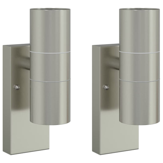 vidaXL Εξωτερικά Φωτιστικά Τοίχου 2 pcs Ασημί 7 x 10 x 22 εκ