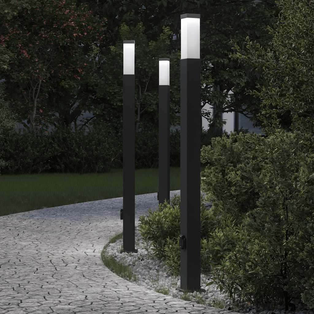 vidaXL Φωτιστικά Κολωνάκια με Πρίζα 3 τεμ. Μαύρα 110 εκ. IP44
