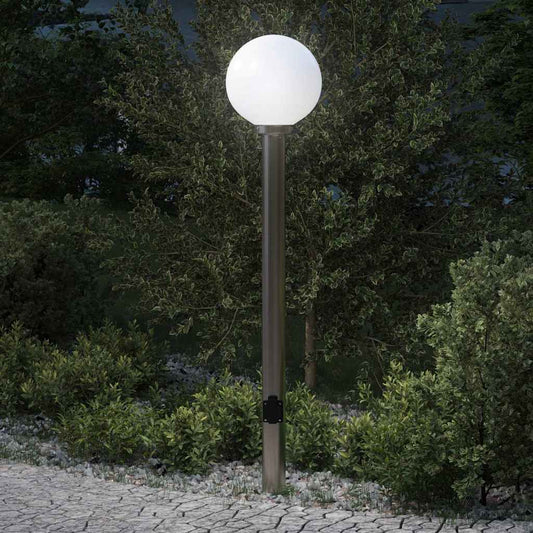 vidaXL Φωτιστικό Κολωνάκι με Πρίζα 120 εκ. από Ανοξείδωτο Ατσάλι IP44