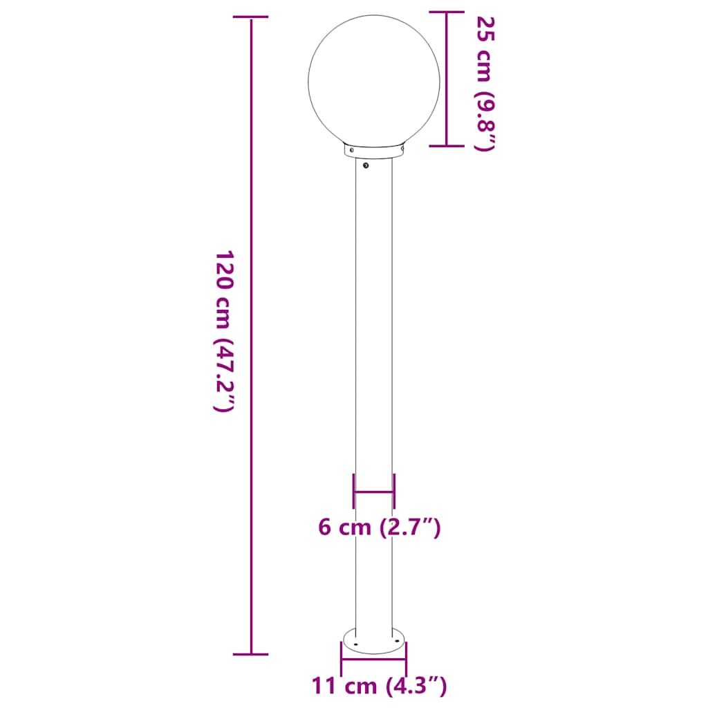 vidaXL Φωτιστικό Κολωνάκι Μαύρο IP44 120 εκ.