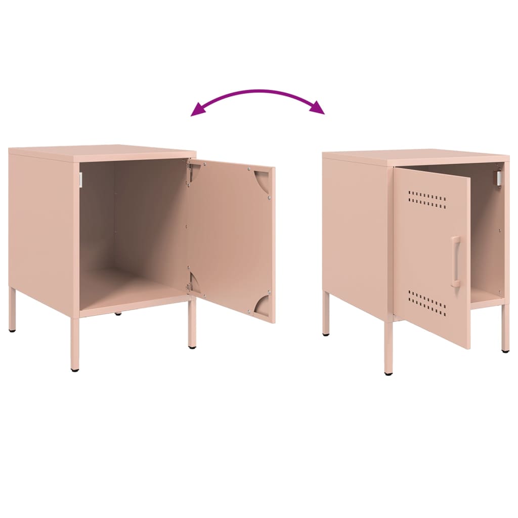vidaXL Κομοδίνα 2 τεμ. Ροζ 36x39x50,5 εκ. από Χάλυβα