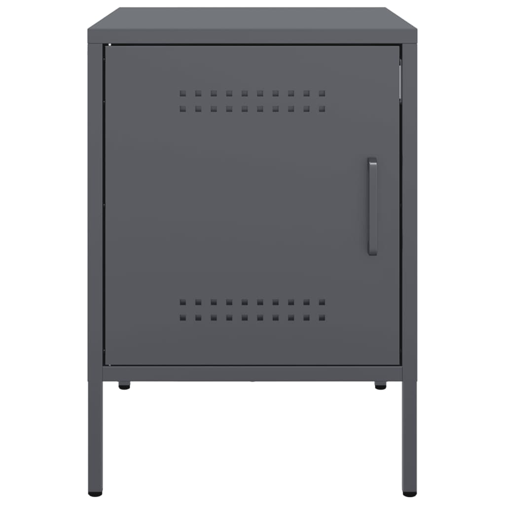 vidaXL Κομοδίνα 2 τεμ. Ανθρακί 36x39x50,5 εκ. από Χάλυβα