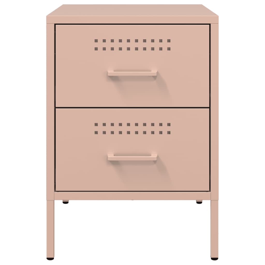 vidaXL Κομοδίνο Ροζ 36x39x50,5 εκ. από Χάλυβα