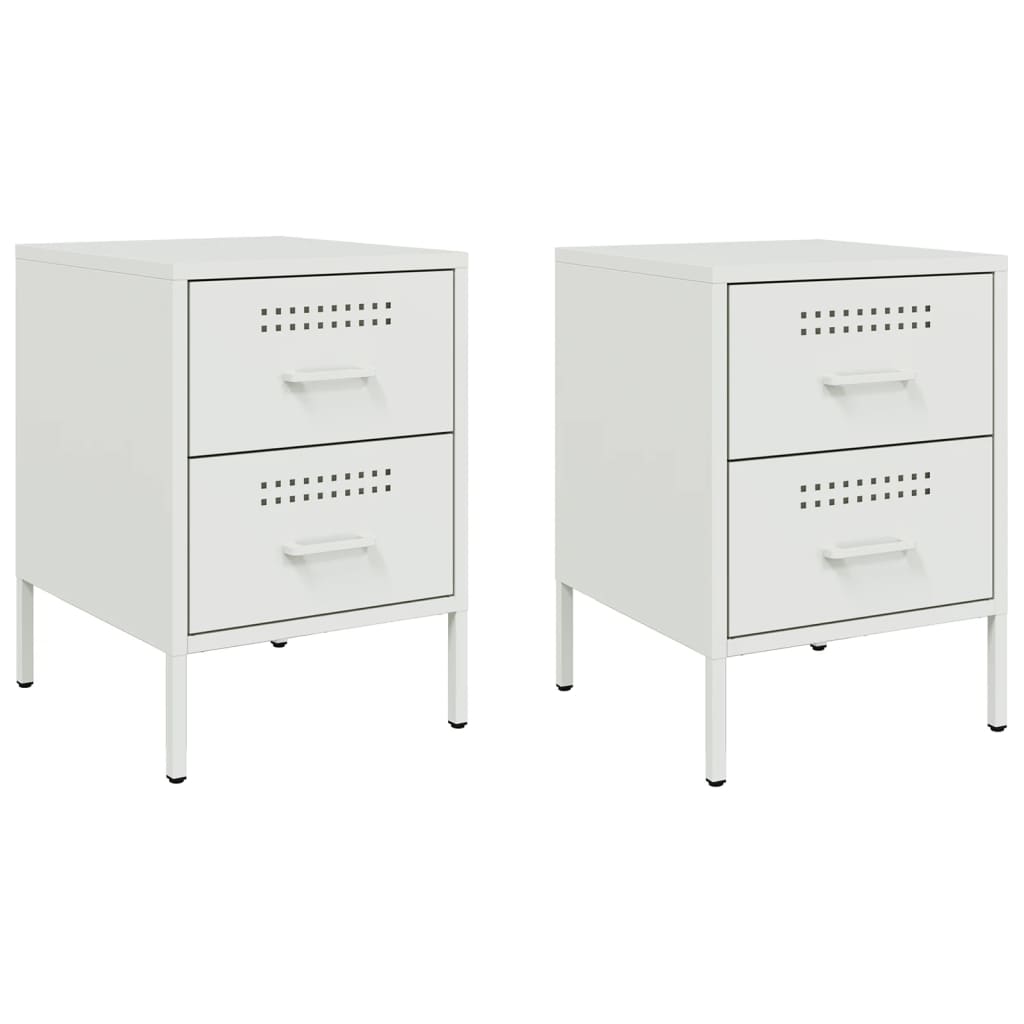 vidaXL Κομοδίνα 2 τεμ. Λευκές 36x39x50,5 εκ. Χάλυβα