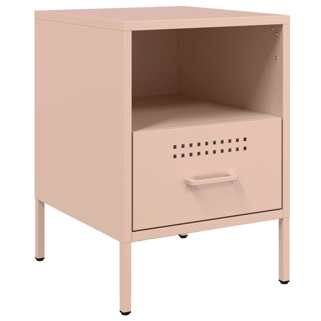 vidaXL Κομοδίνα 2 τεμ. Ροζ 36x39x50,5 εκ. από Χάλυβα