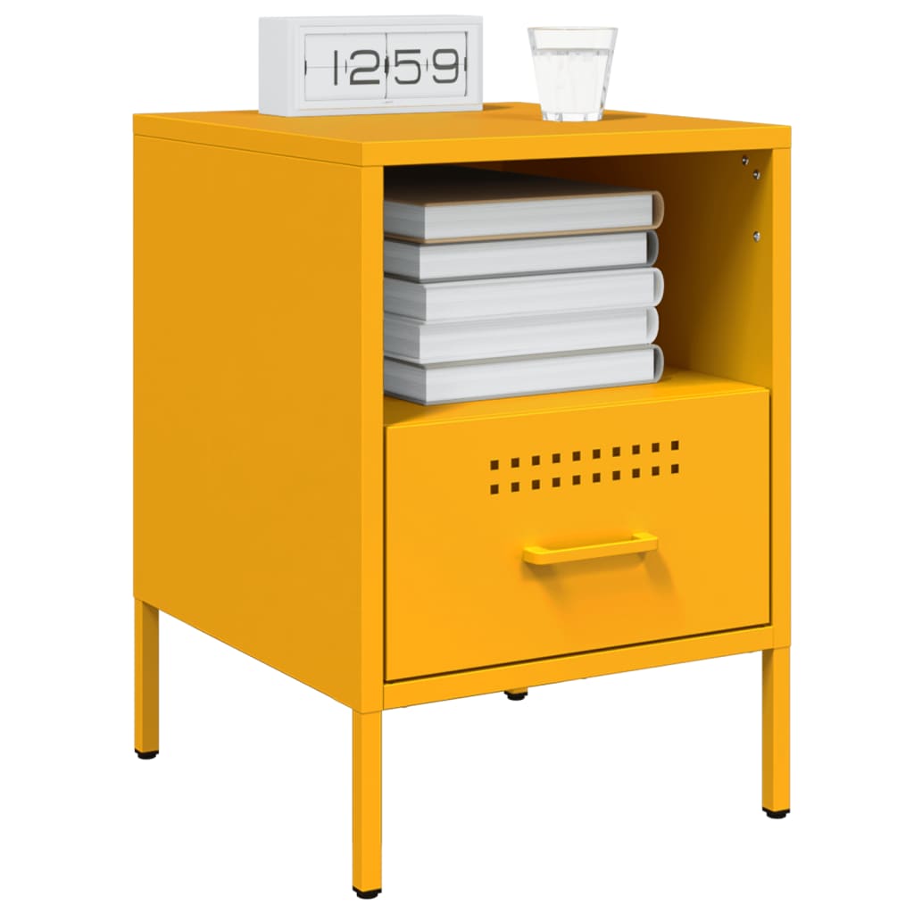 vidaXL Κομοδίνα 2 τεμ. Μουσταρδί 36x39x50,5 εκ. από Χάλυβα