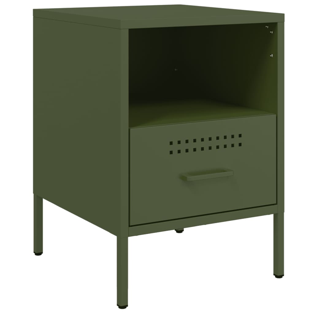 vidaXL Κομοδίνα 2 τεμ. Πράσινο Λαδί 36x39x50,5 εκ. από Χάλυβα