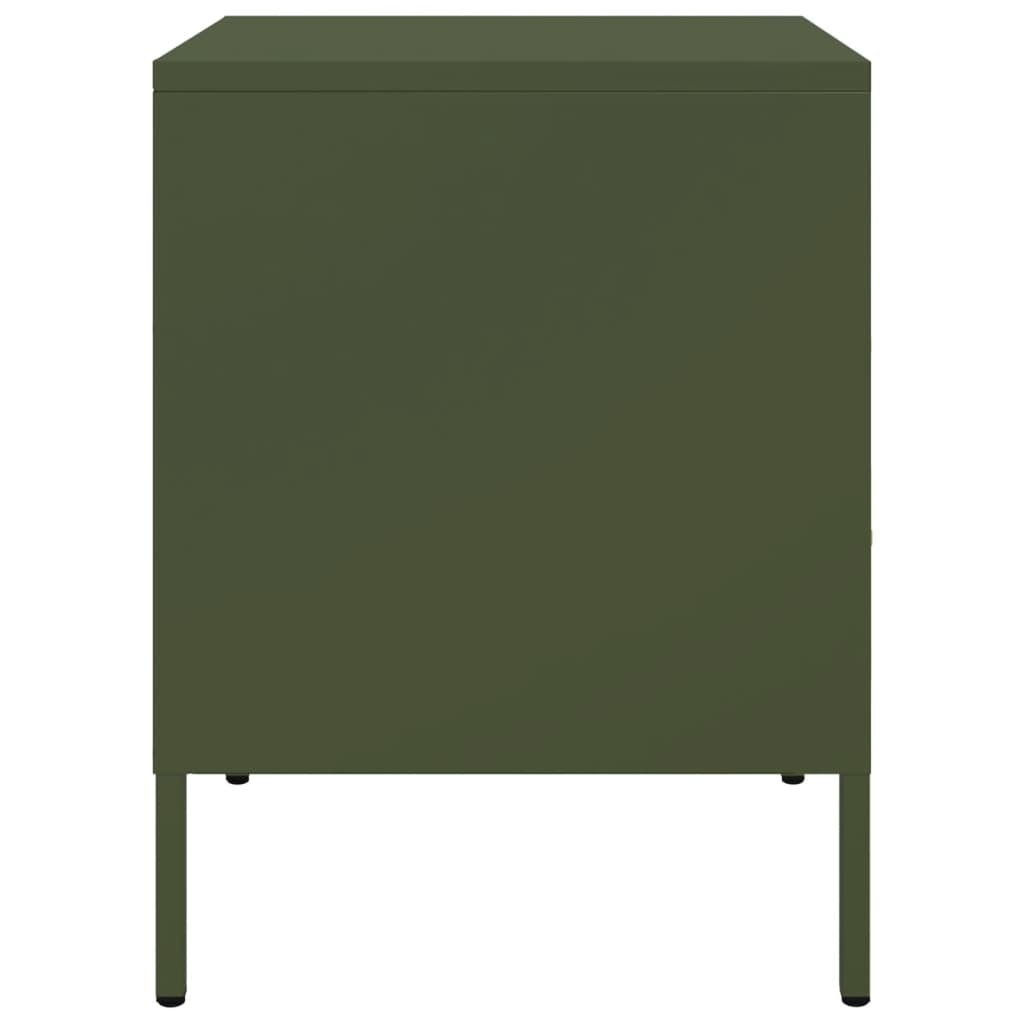 vidaXL Κομοδίνα 2 τεμ. Πράσινο Λαδί 36x39x50,5 εκ. από Χάλυβα