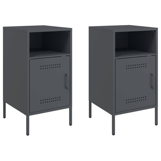 vidaXL Κομοδίνα 2 τεμ. Ανθρακί 36x39x68 εκ. από Χάλυβα