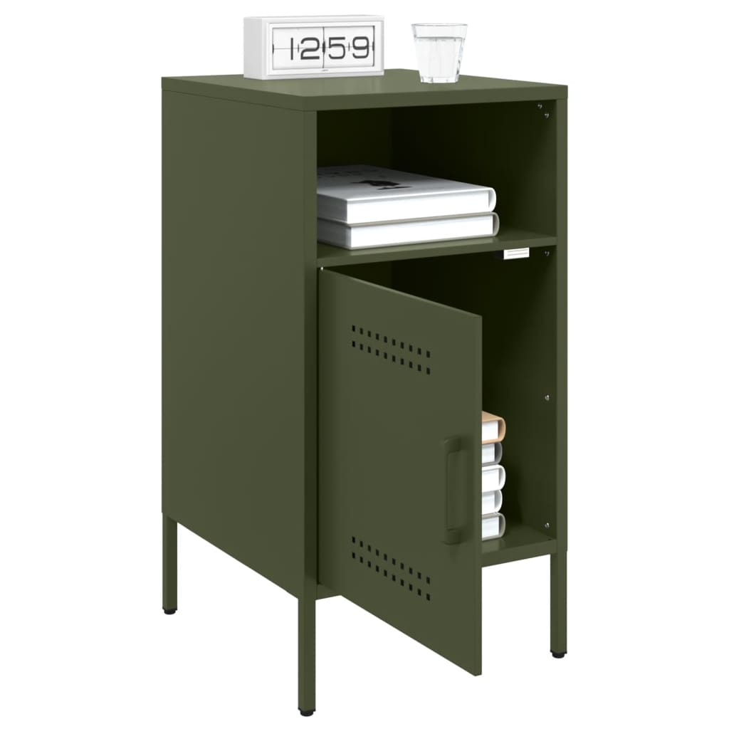 vidaXL Κομοδίνα 2 τεμ. Πράσινο Λαδί 36x39x68 εκ. από Χάλυβα