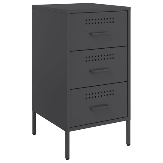 vidaXL Κομοδίνο Μαύρο 36x39x68 εκ. από Χάλυβα