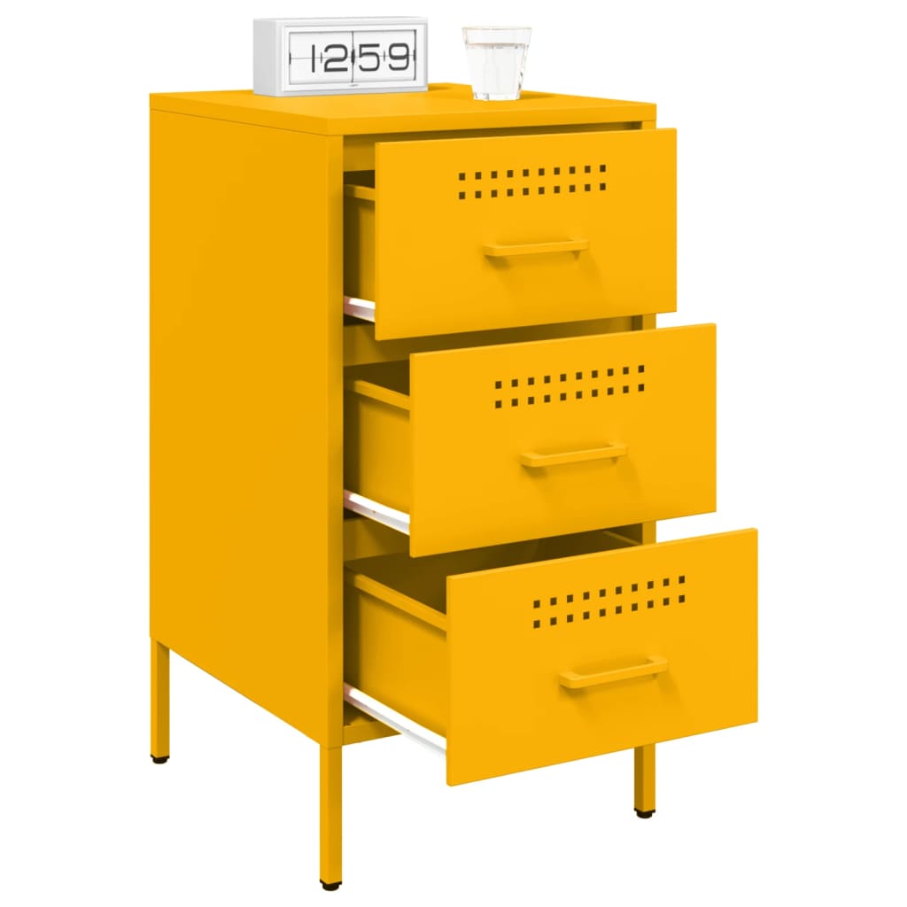 vidaXL Κομοδίνα 2 τεμ. Μουσταρδί 36 x 39 x 68 εκ. από Χάλυβα