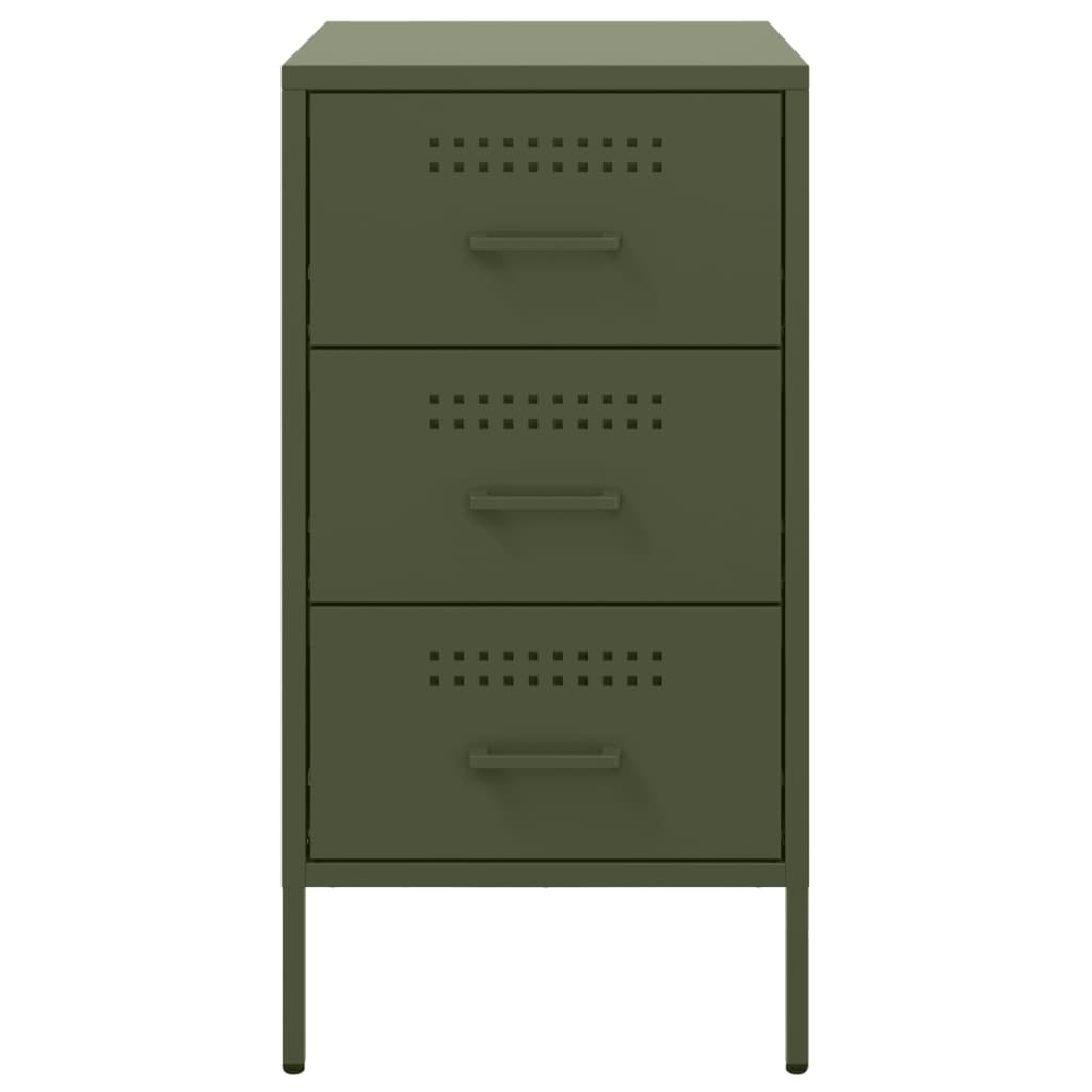 vidaXL Κομοδίνα 2 τεμ. Πράσινο Λαδί 36x39x68 εκ. από Χάλυβα