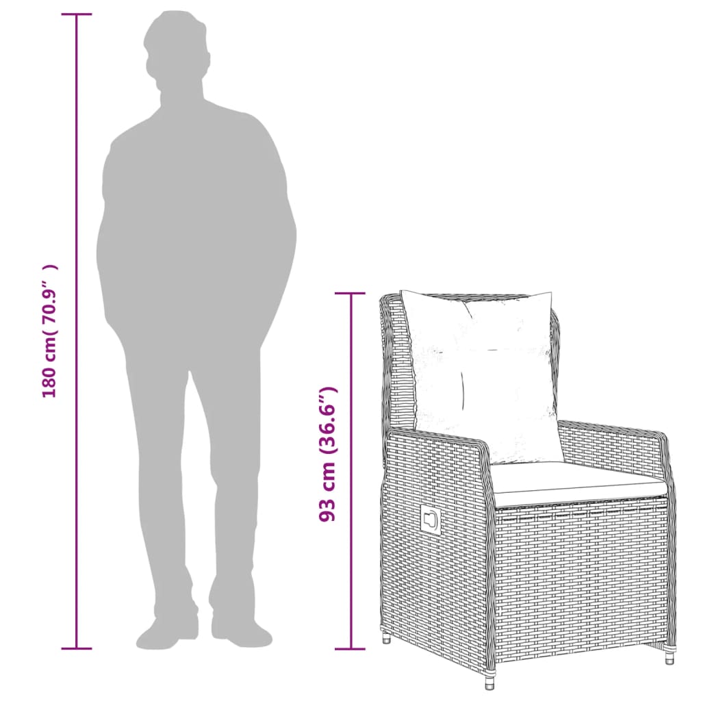 vidaXL Σετ Τραπεζαρίας Κήπου 7 τεμ. Αν. Γκρι Συνθ. Ρατάν με Μαξιλάρια