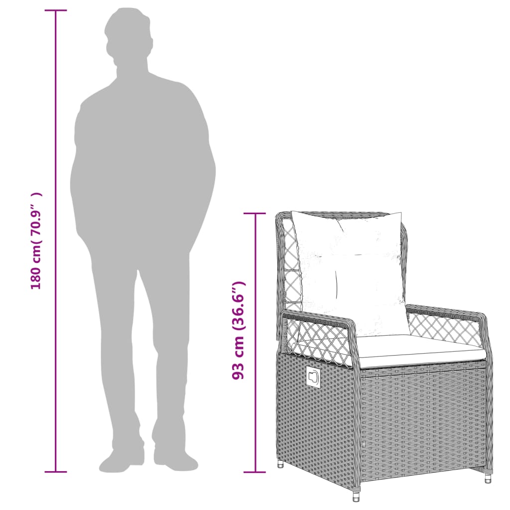 vidaXL Σετ Τραπεζαρίας Κήπου 3 τεμ. Μπεζ Συνθετικό Ρατάν με Μαξιλάρια