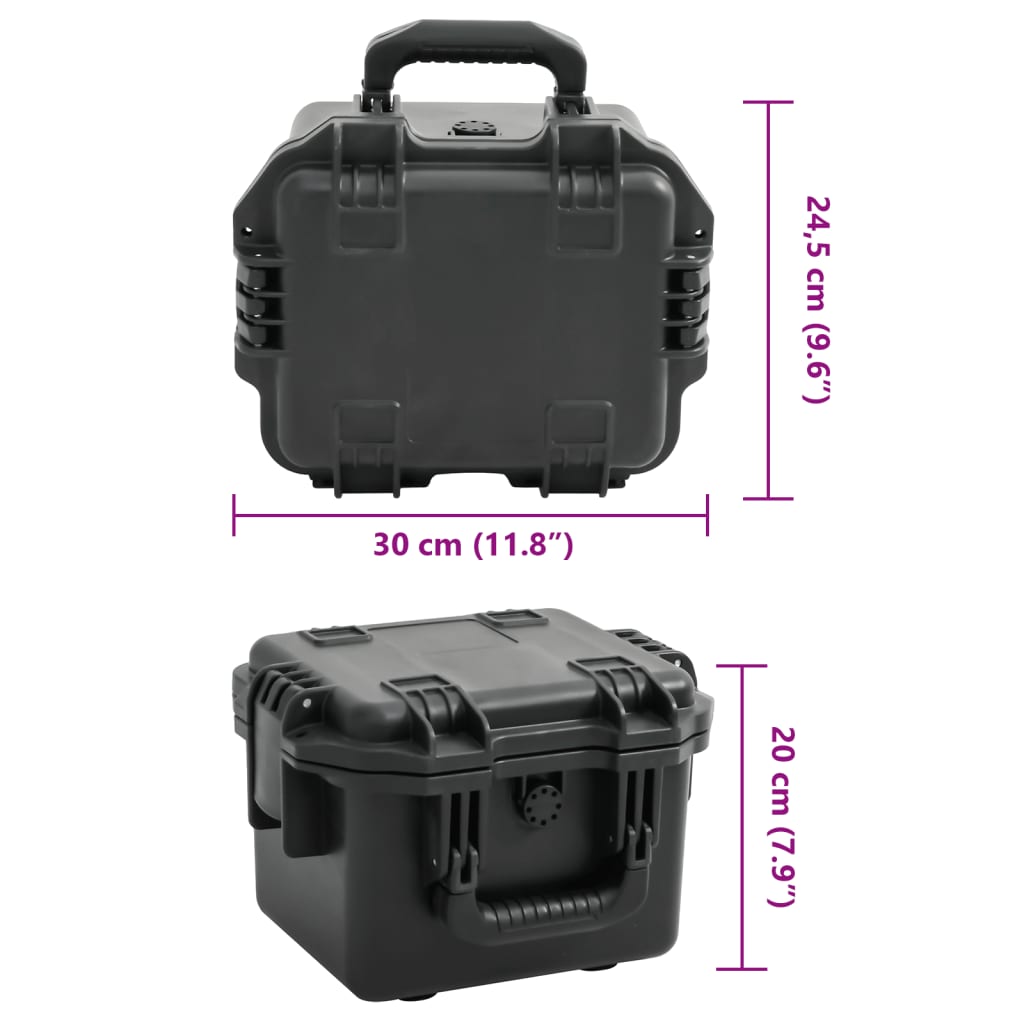 vidaXL Θήκη Πτήσης Φορητή Μαύρη 30x24,5x20 εκ. από Πολυπροπυλένιο