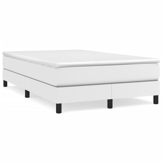 vidaXL Κρεβάτι Boxspring με Στρώμα Λευκό 120x190εκ.από Συνθετικό Δέρμα