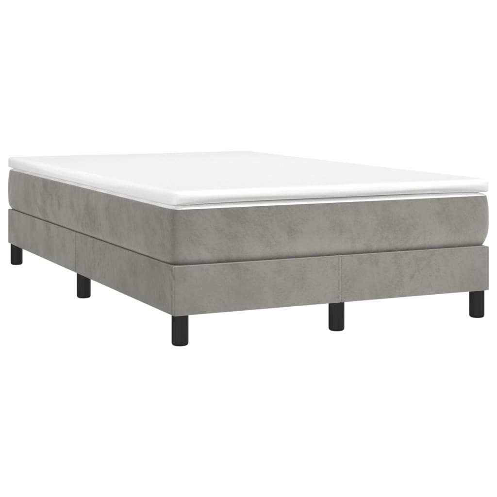 vidaXL Κρεβάτι Boxspring με Στρώμα Ανοιχτό Γκρι 120x190 εκ. Βελούδινο