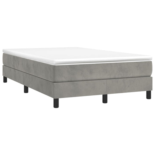 vidaXL Κρεβάτι Boxspring με Στρώμα Ανοιχτό Γκρι 120x190 εκ. Βελούδινο